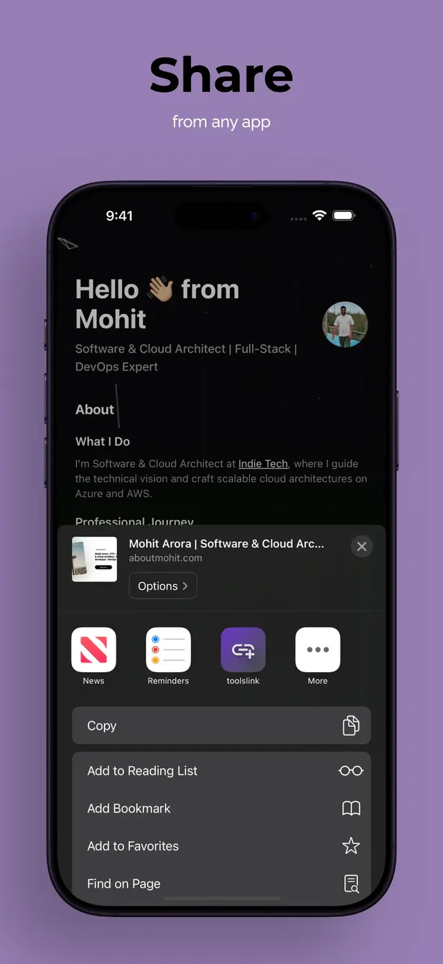 Seamless Sharing - toolslink feature showcase
